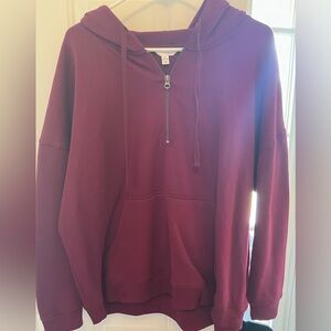 Time and Tru - XL - Quarter Zip Pullover Sweatshirt - Burgundy